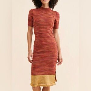 NWT Maeve Lindy Mock Neck Knit MIDI Dress Size Large Bodycon